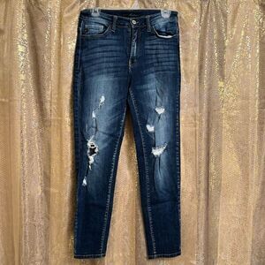KanCan High Rise Ankle Skinny Stretch Jean Distressed Blue Size 28